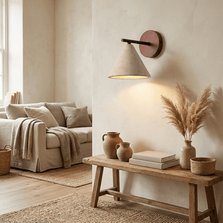 Conical Travertine Wall Light-Neutral Decor