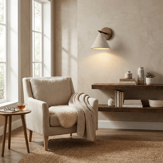 Conical Travertine Wall Light-Neutral Decor