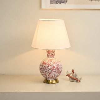 Coral Bird Floral Ceramic Table Lamp-Neutral Decor