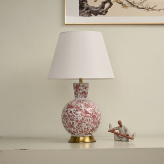Coral Bird Floral Ceramic Table Lamp-Neutral Decor