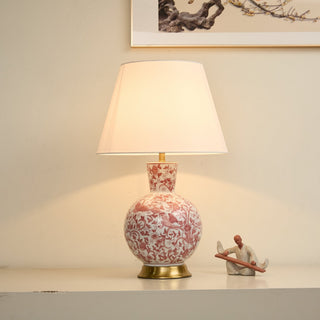 Coral Bird Floral Ceramic Table Lamp-Neutral Decor