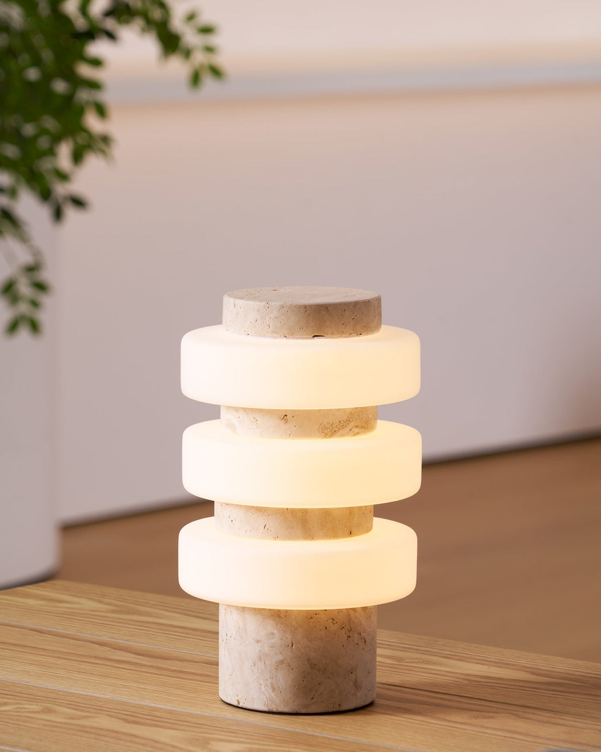 Corba Table Lamp in green marble, close-up on texture.