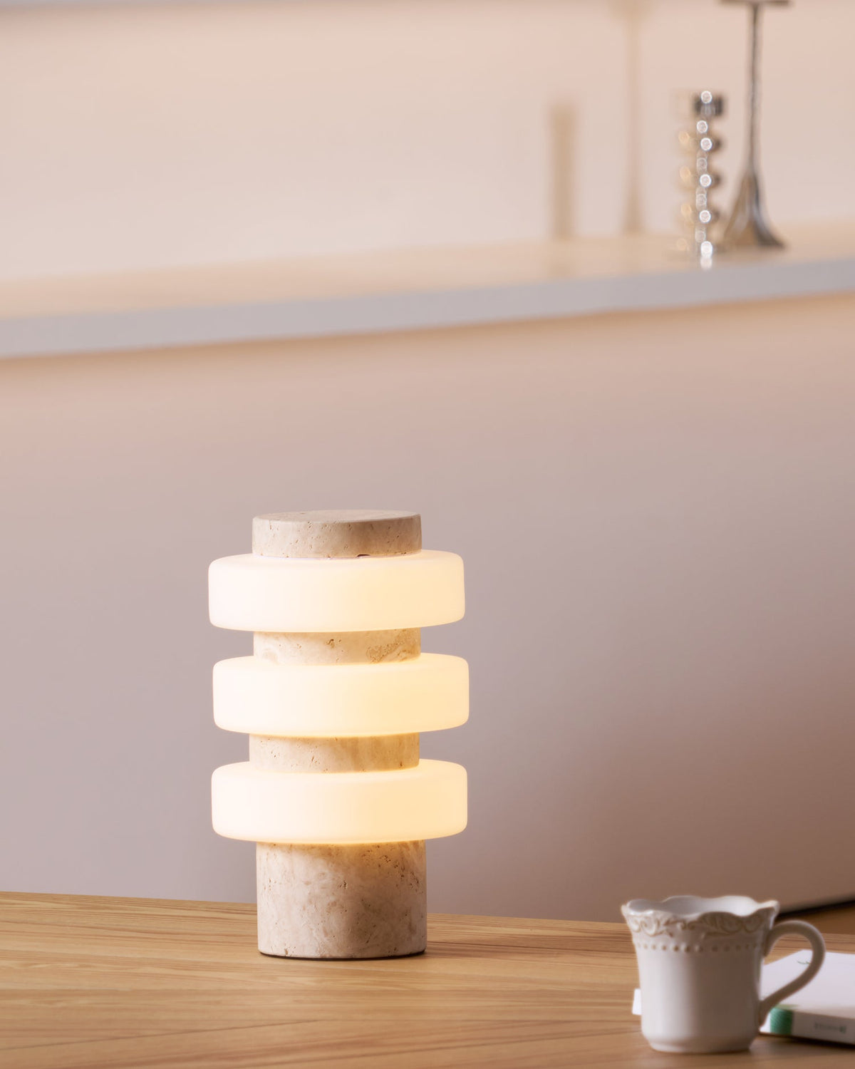 The Corba Table Lamp shown with its push-button switch.