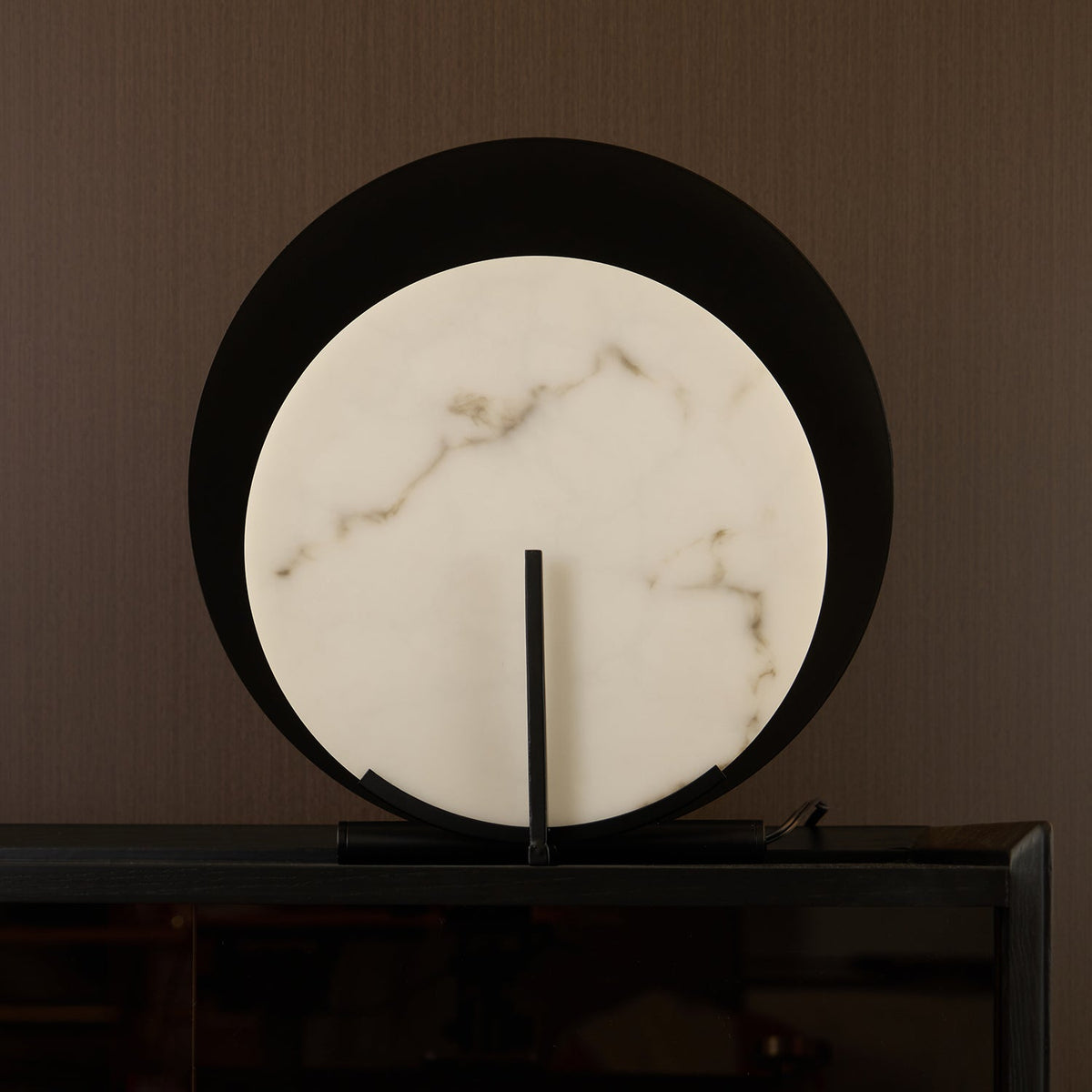 Astix Lampe de Table en Albâtre Demi-Lune