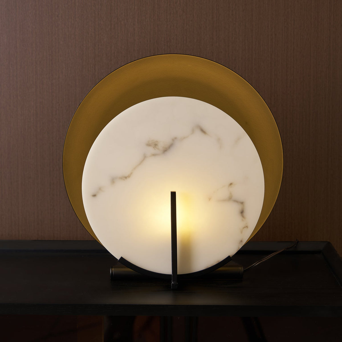 Astix Lampe de Table en Albâtre Demi-Lune