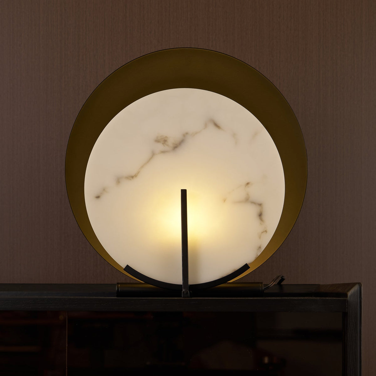 Astix Lampe de Table en Albâtre Demi-Lune