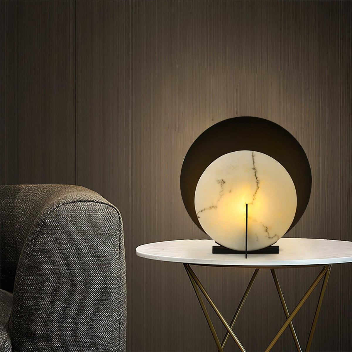 Astix Lampe de Table en Albâtre Demi-Lune
