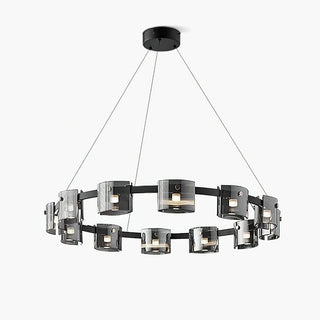 Lustra Lustre Verre Circulaire Bras en Fer