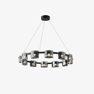 Lustra Lustre Verre Circulaire Bras en Fer