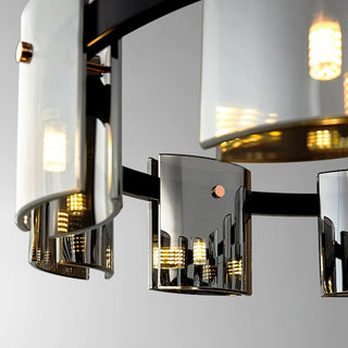 Lustra Lustre Verre Circulaire Bras en Fer
