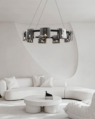 Lustra Lustre Verre Circulaire Bras en Fer