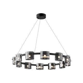 Lustra Lustre Verre Circulaire Bras en Fer