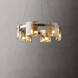 Lustra Lustre Verre Circulaire Bras en Fer