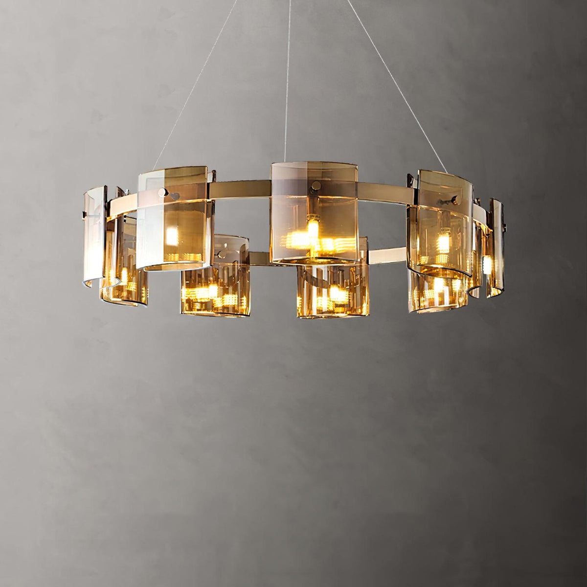 Ardaira Lustre Verre Circulaire Bras en Fer