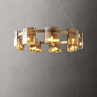 Lustra Lustre Verre Circulaire Bras en Fer
