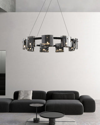 Lustra Lustre Verre Circulaire Bras en Fer