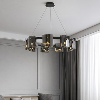 Lustra Lustre Verre Circulaire Bras en Fer