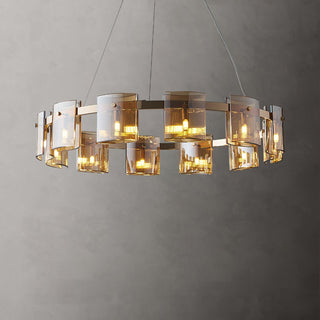 Lustra Lustre Verre Circulaire Bras en Fer