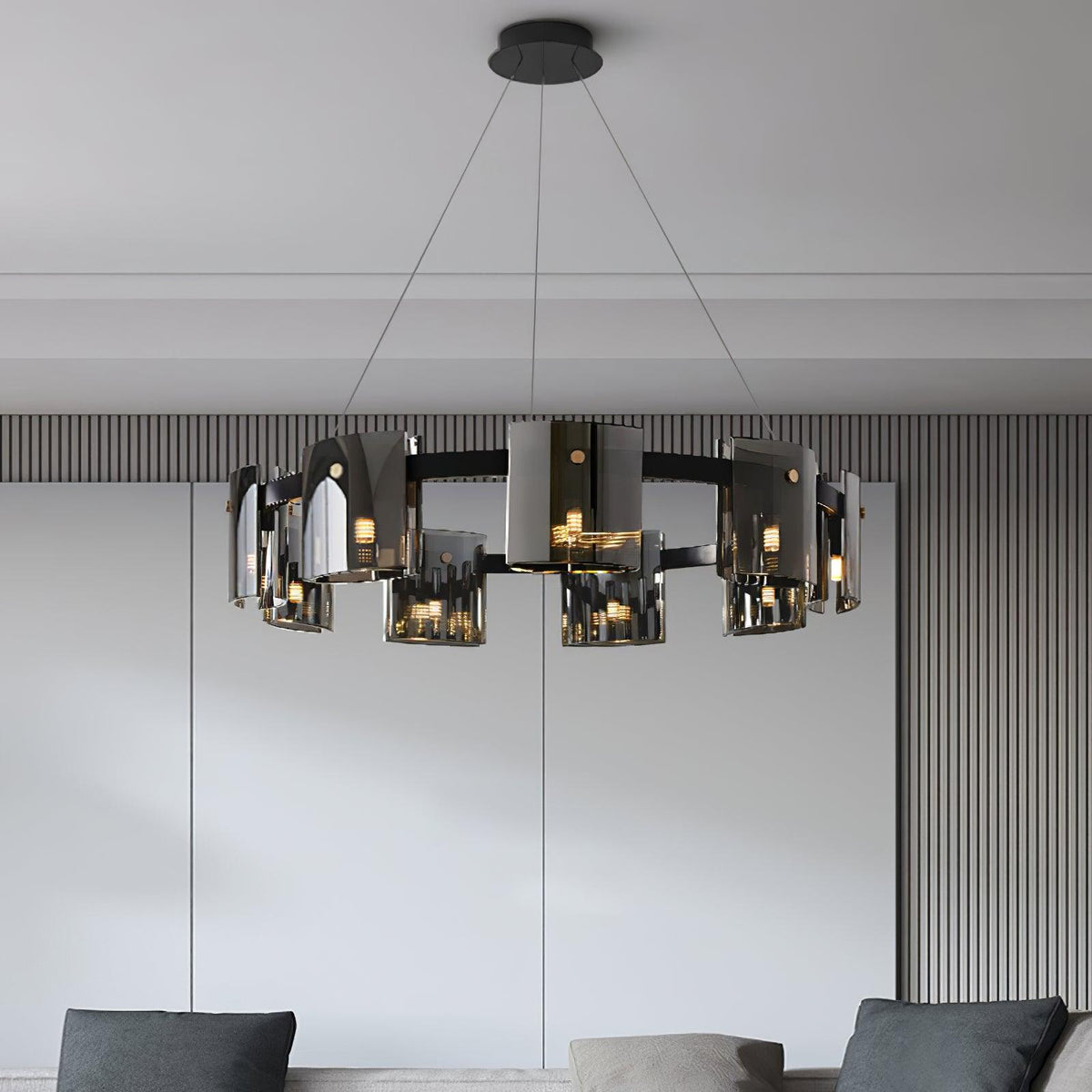 Ardaira Lustre Verre Circulaire Bras en Fer