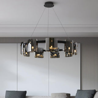Lustra Lustre Verre Circulaire Bras en Fer