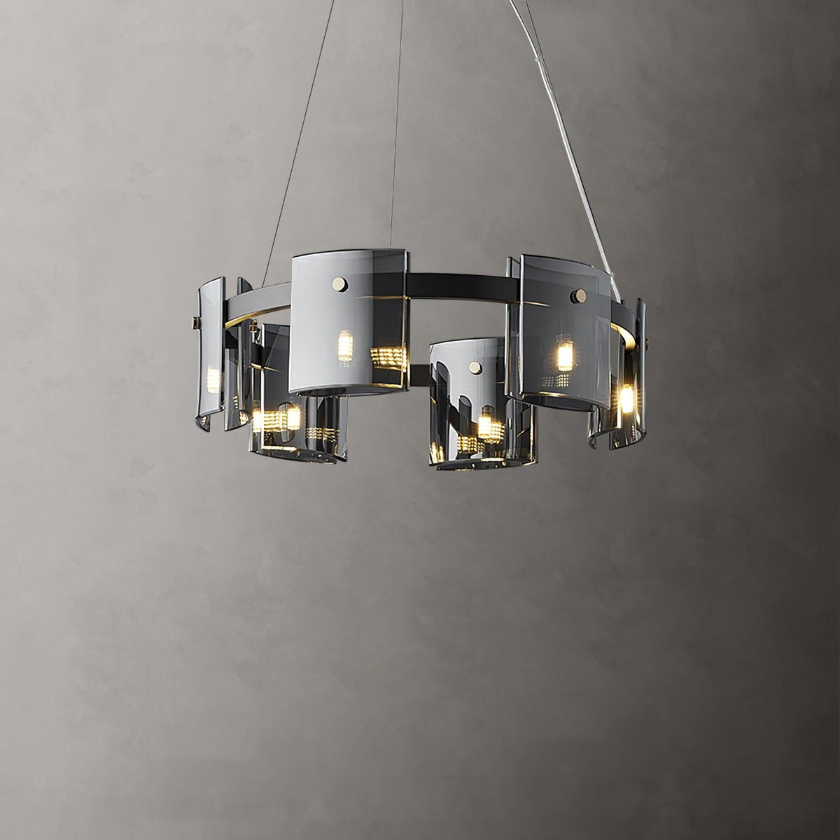 Ardaira Lustre Verre Circulaire Bras en Fer