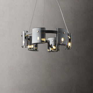 Lustra Lustre Verre Circulaire Bras en Fer