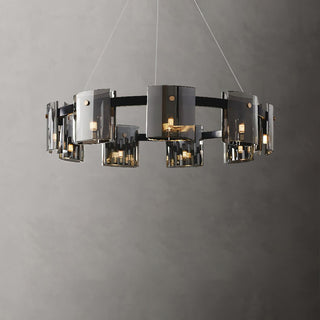 Lustra Lustre Verre Circulaire Bras en Fer