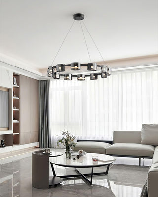 Lustra Lustre Verre Circulaire Bras en Fer