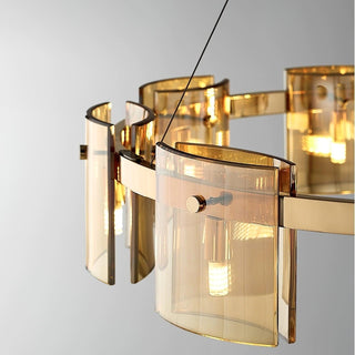 Lustra Lustre Verre Circulaire Bras en Fer