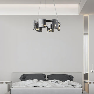 Lustra Lustre Verre Circulaire Bras en Fer