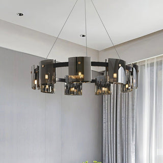 Lustra Lustre Verre Circulaire Bras en Fer