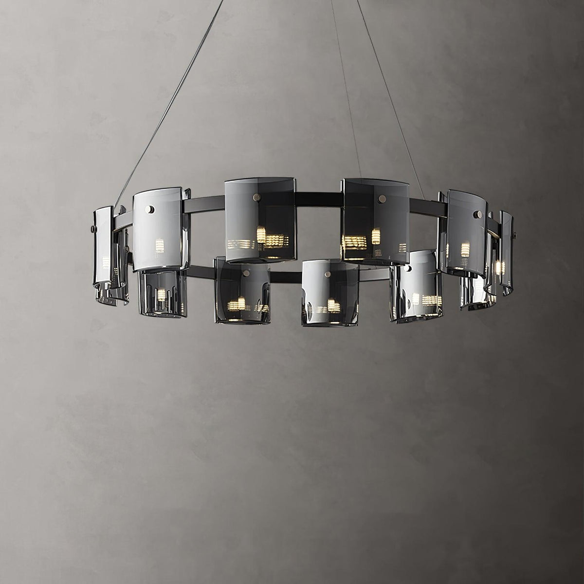 Ardaira Lustre Verre Circulaire Bras en Fer