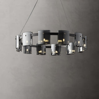 Lustra Lustre Verre Circulaire Bras en Fer