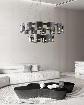 Lustra Lustre Verre Circulaire Bras en Fer
