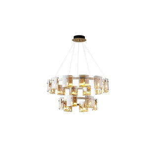 Lustra Lustre Verre Circulaire Bras en Fer