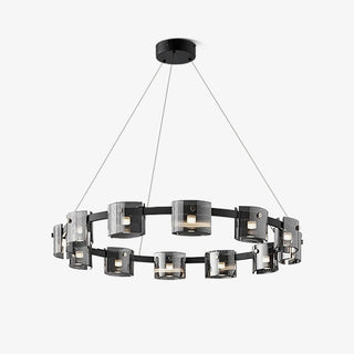 Lustra Lustre Verre Circulaire Bras en Fer