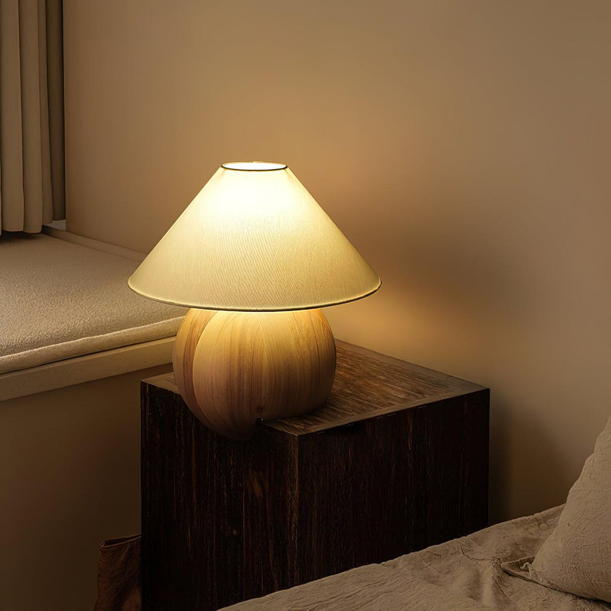 Halise Lampe de Table en Bois Organique