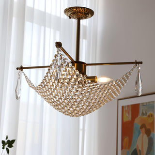Lustra Lustre avec Fils de Cristal et Cristal
