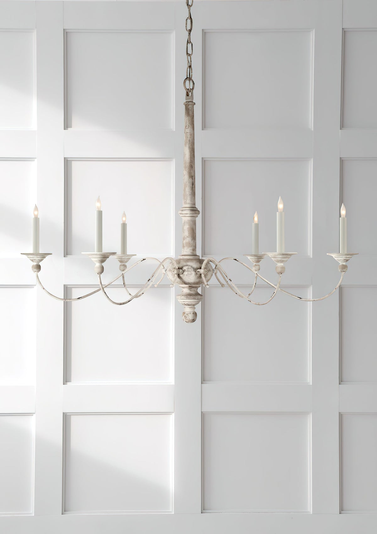 Zoliria Lustre Métal Blanc Ancien Luxe Postmoderne