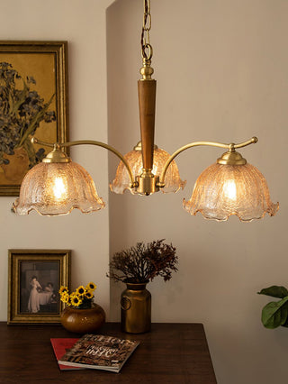 Orchidée Vintage Verre Lustre