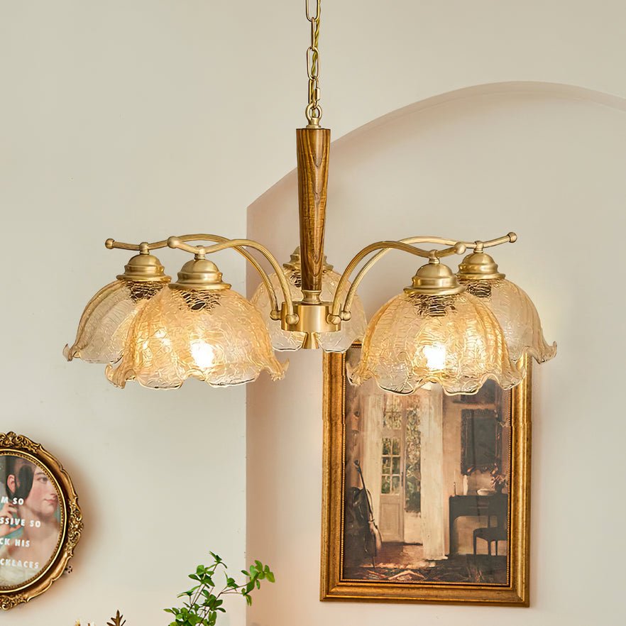 Orchidée Vintage Verre Lustre