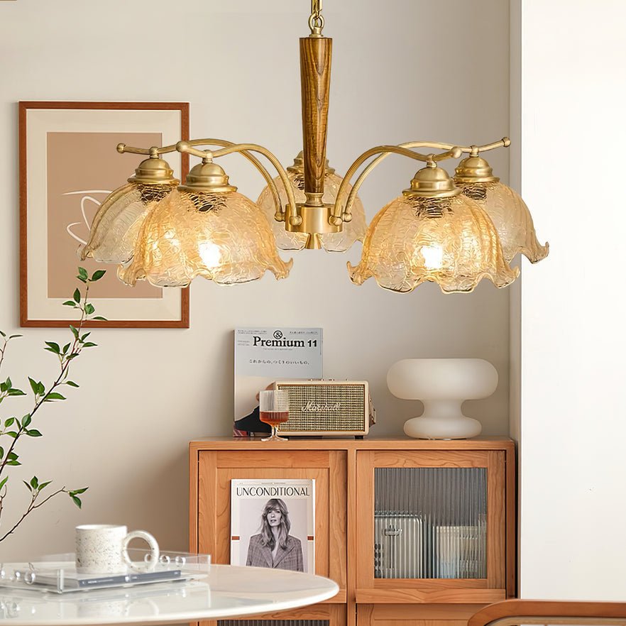 Orchidée Vintage Verre Lustre