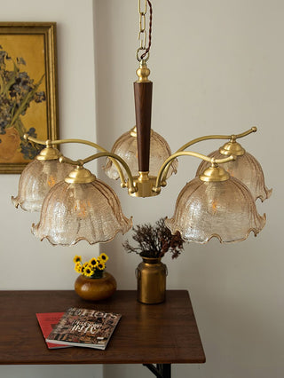 Orchidée Vintage Verre Lustre