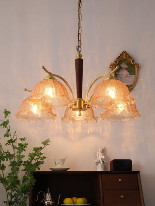 Orchidée Vintage Verre Lustre