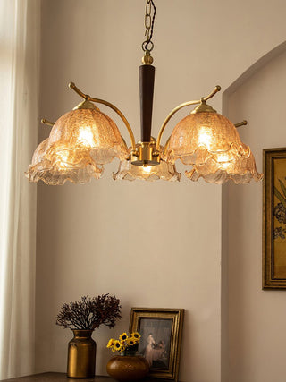Orchidée Vintage Verre Lustre