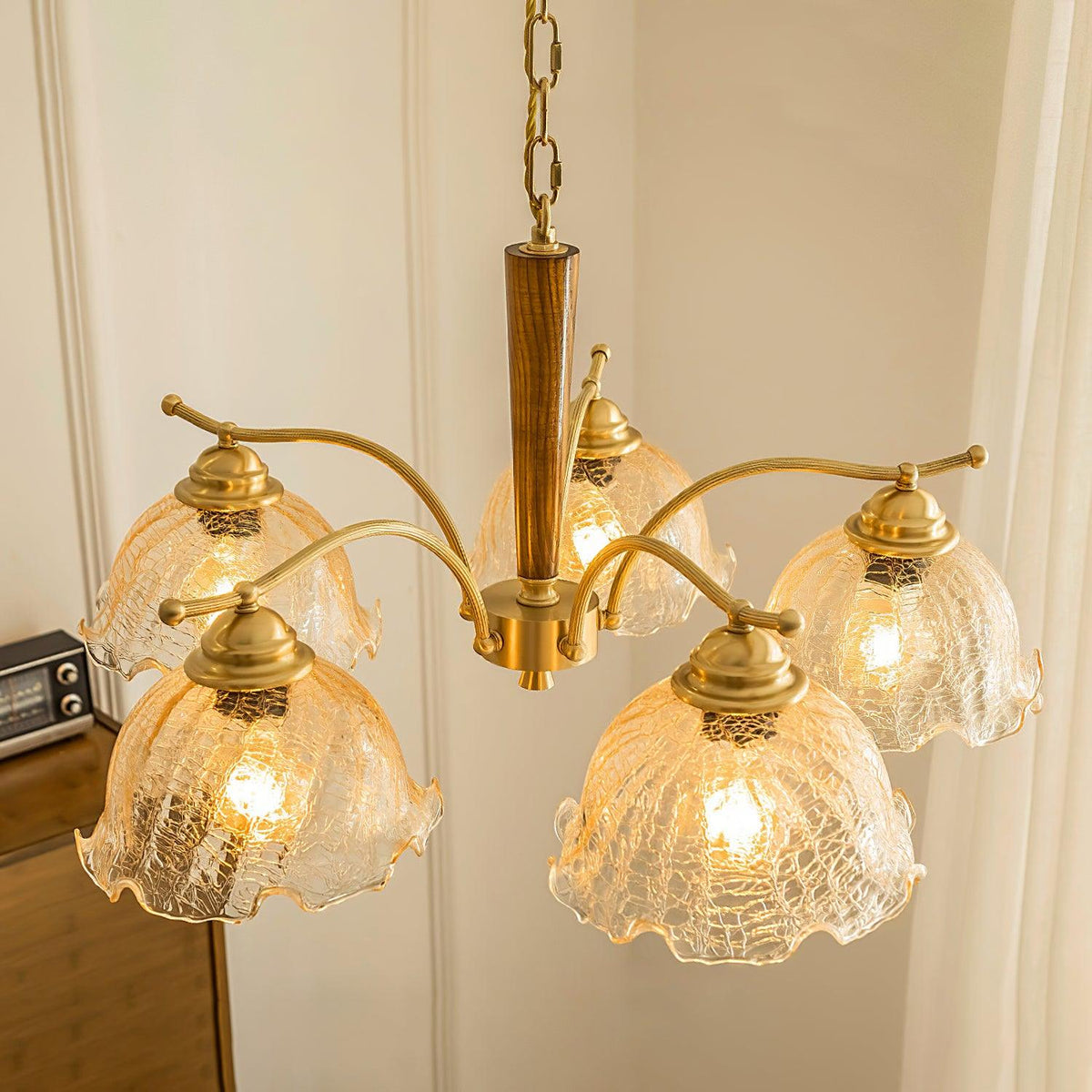 Orchidée Vintage Verre Lustre