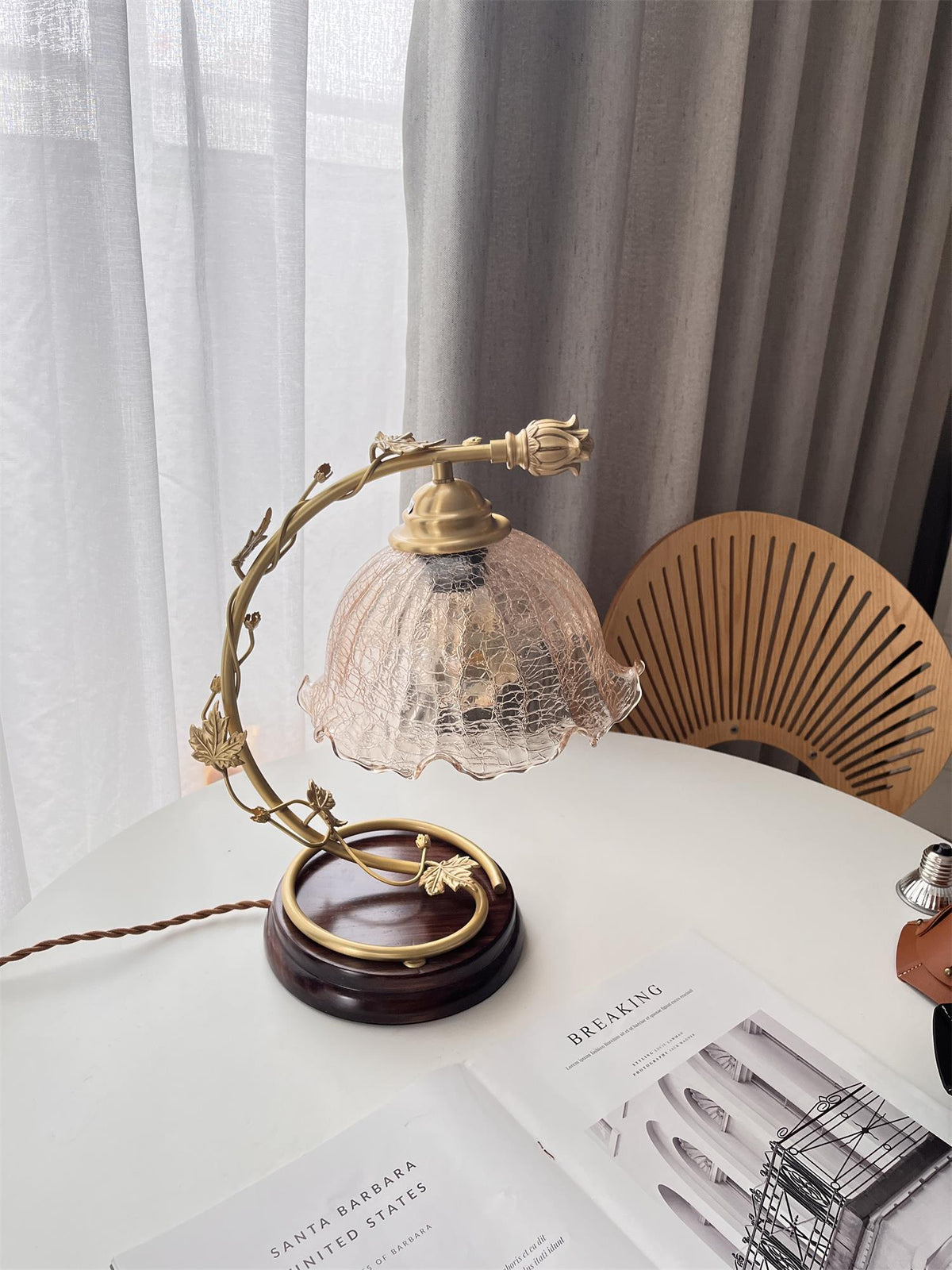 Flarce Lampe de Table en Laiton Et Bois