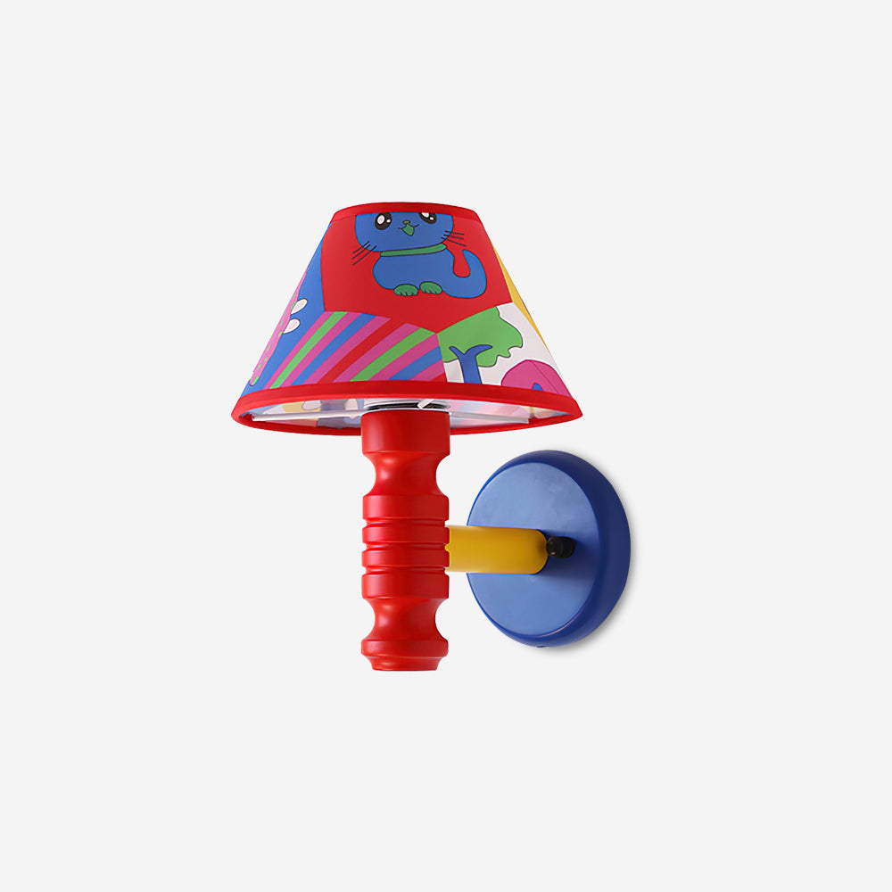 Wall Lamp with Cartoon Fabric Shade and Metal Arm Kids Room-Neutral Decor