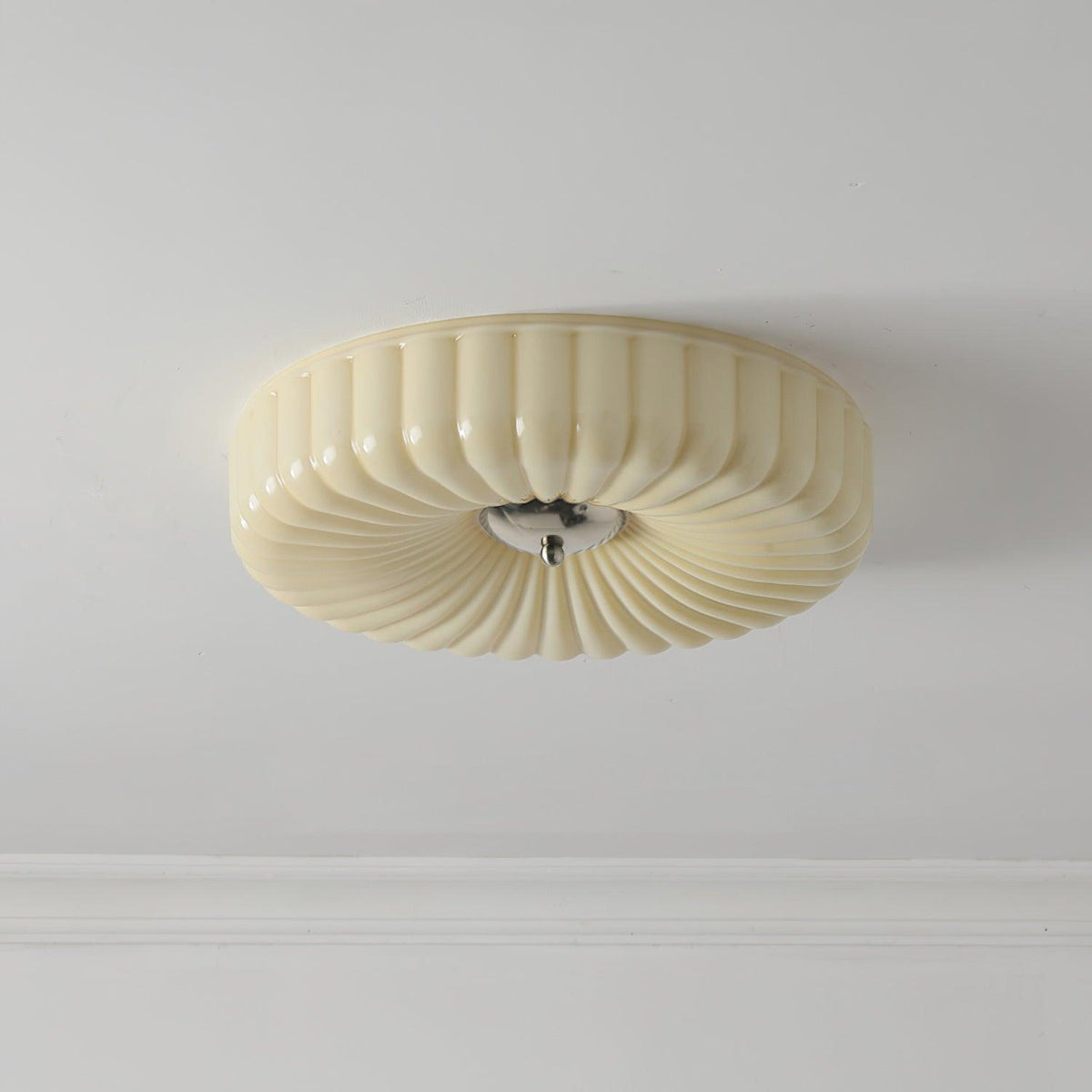 Mivone Cream Glass Flush Mount Ceiling Light-Neutral Decor