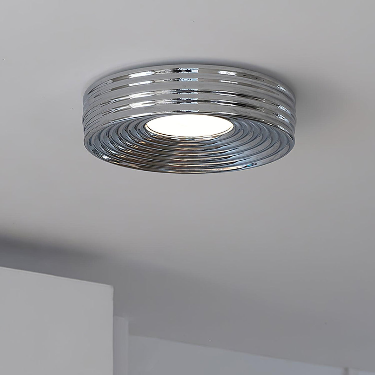 Ceiling Light Ribbed Canopy Textured Contemporary Fixture-Neutral Decor